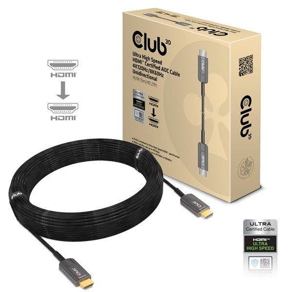 Club 3D Kábel - CAC-1377 (HDMI 2.1 Ultra High-Speed, M/M, 8K60Hz, 4K120Hz, 15m,
AOC, unidirectional)