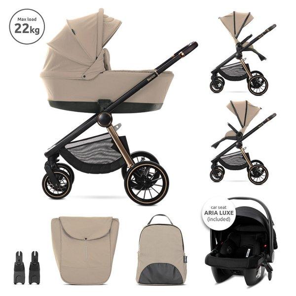Lorelli Bianca 3az1-ben újszülött babakocsi Lorelli Aria Luxe hordozóval -
Beige (2 doboz)