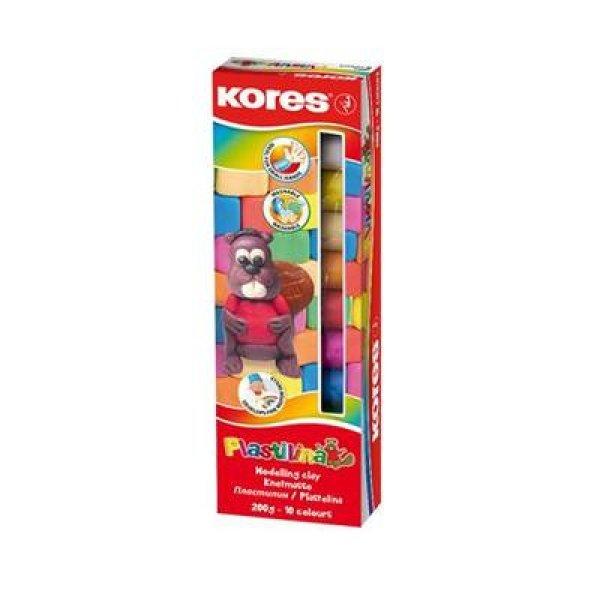 Gyurma, 200 g, 10 pasztell szín, KORES "PLASTILINA"