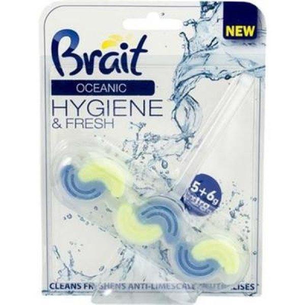 WC tisztító blokk, 2 fázisú, 3x45 g, "Brait Hygiene and fresh",
óceán