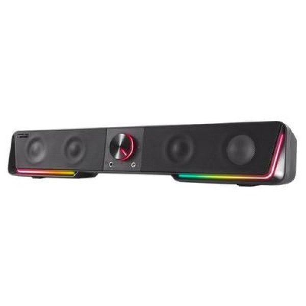 Hangszóró, 12W, 2x3.5 mm jack + USB-A, SPEEDLINK "GRAVITY RGB Stereo
Soundbar", fekete