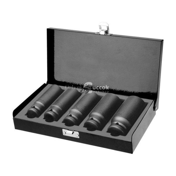 FORTUM gépi (impakt) dugófej klt. 1/2',5db, 17-19-21-24-27mm×79mm ;
feketített, műanyag tartóban FORTUM