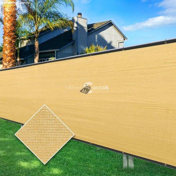 Elite Garden® HDPE belátásgátló, betekintésgátló, árnyékoló háló
kerítésre, bézs színben + rögzítőzsinór - 1,5 x 10 m
