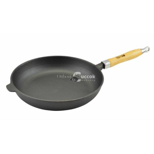 Öntöttvas serpenyő fa nyelű 26cm