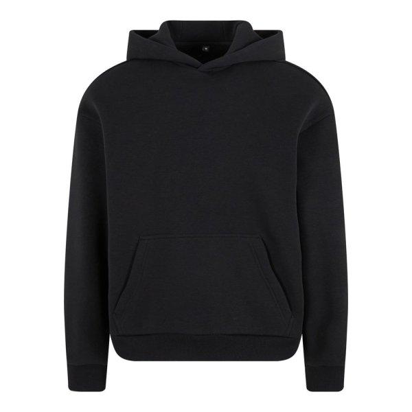 Build Your Brand Puha férfi kapucnis pulóver Fluffy - Fekete | XS