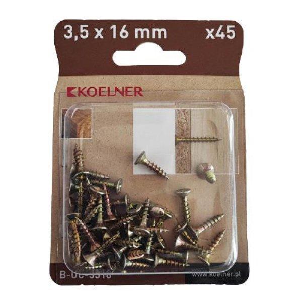 3.5x16 mm-es faforgácslapcsavar 45db/bliszter (B-UC-3516)