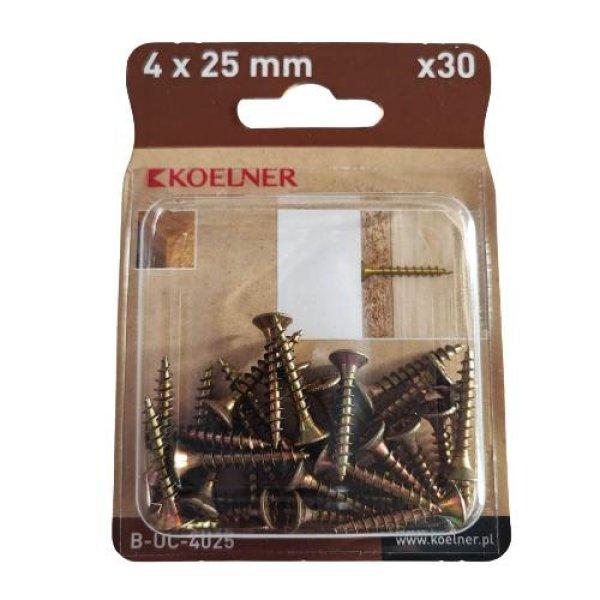 4x25 mm-es faforgácslapcsavar 30db/bliszter (B-UC-4025)