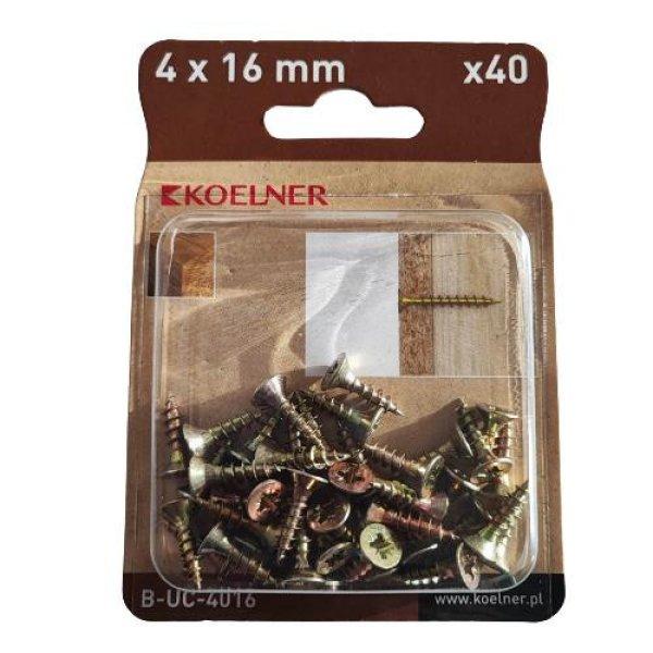 4x16 mm-es faforgácslapcsavar 40db/bliszter (B-UC-4016)