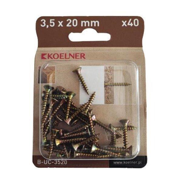 3.5x20 mm-es faforgácslapcsavar 40db/bliszter (B-UC-3520)