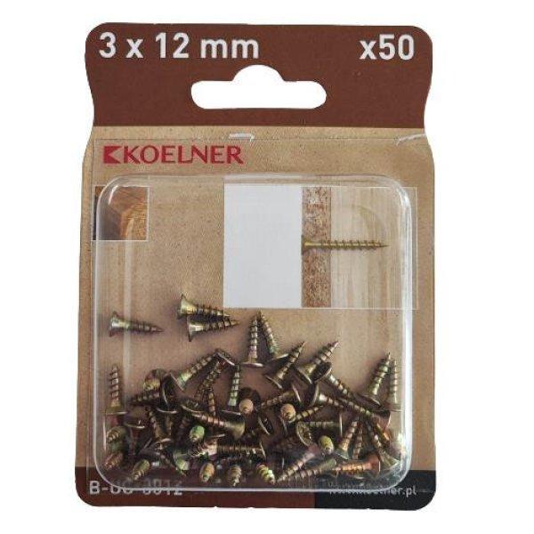 3x12 mm-es faforgácslapcsavar 50db/bliszter (B-UC-3012)