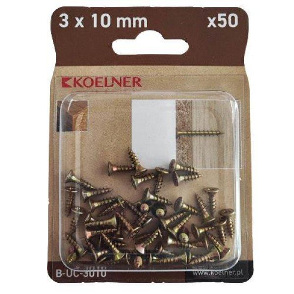 3x10 mm-es faforgácslapcsavar 50db/bliszter (B-UC-3010)