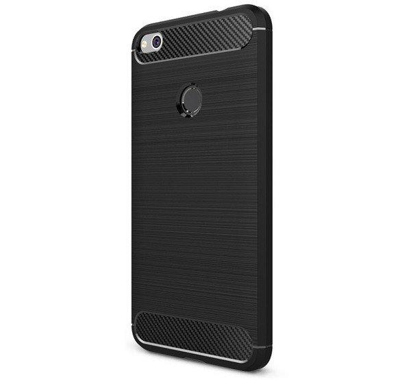 Szilikon telefonvédő (közepesen ütésálló, légpárnás sarok,
szálcsiszolt, karbon minta) FEKETE Huawei P9 Lite (2017)