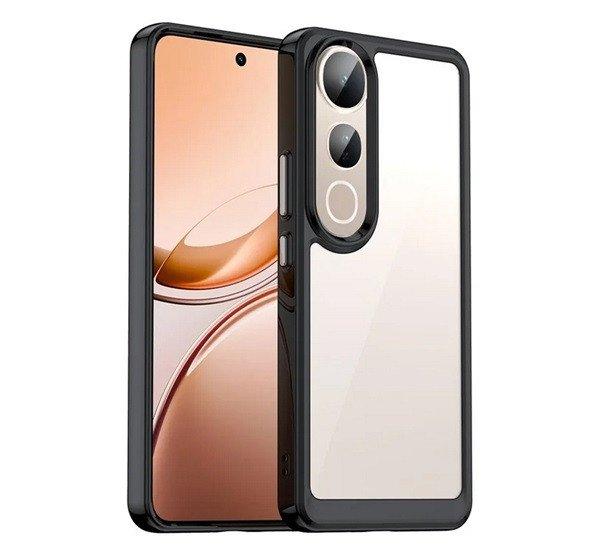 Szilikon telefonvédő (ütésállóság, átlátszó hátlap) FEKETE Vivo V50
Lite