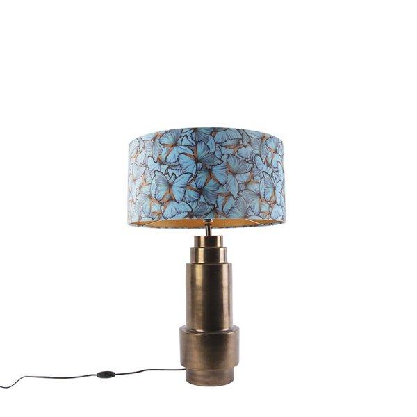 Asztali lámpa bronz színű bársony pillangós árnyékolóval 50 cm - Bruut