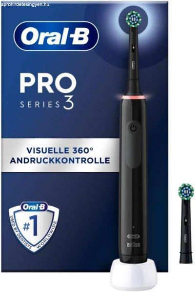 Oral-B PRO 3 3000 elektromos fogkefe, 2 CrossAction pótfogkefefejjel, fekete