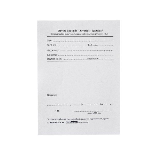 Orvosi beutalás-jav.-ig. A.3510-64/a