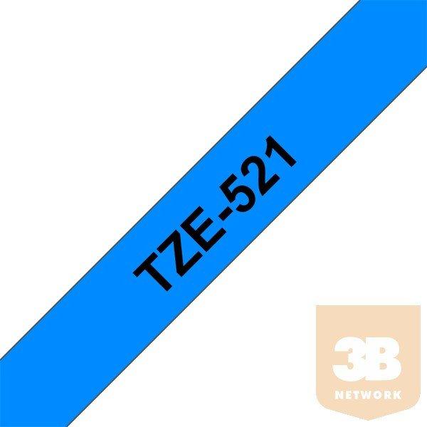 BROTHER Festékszalag TZe-521, Kék alapon Fekete, Laminált, 9mm 0.35", 8
méter