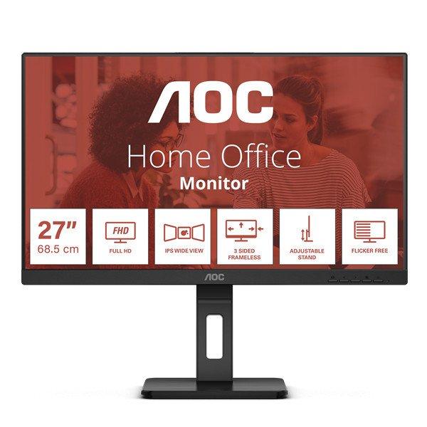 AOC IPS monitor 27" 27E3QAF, 1920x1080, 16:9, 300cd/m2, 4ms,
HDMI/DisplayPort/VGA, Pivot, hangszóró