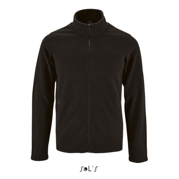 Férfi NORMAN cipzáras egyszerű polár pulóver, SOL'S SO02093, Black-L