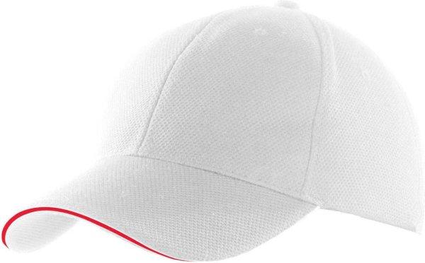 KP207 kontrasztos szendvics ellenzős 6 paneles baseball sapka K-UP, White/Red-U