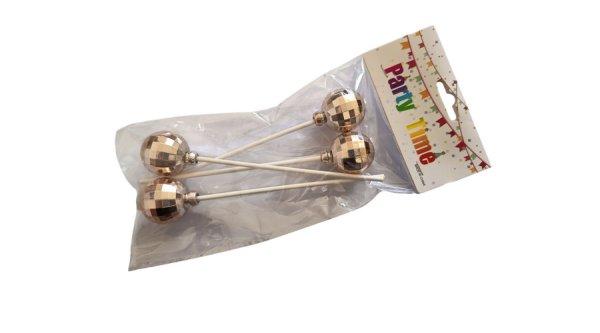 4 db rosegold gömb beszúró tortadísz 3 cm