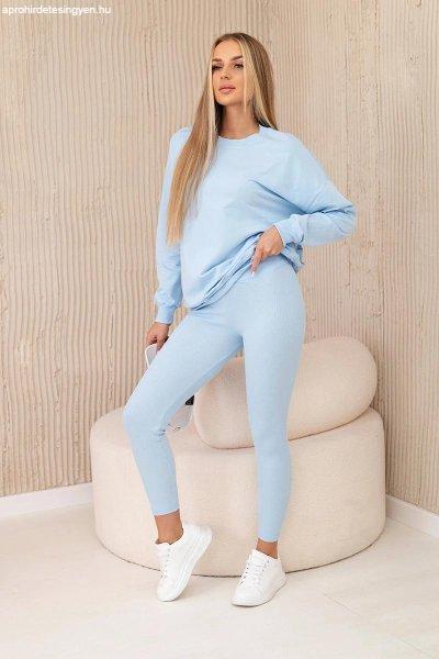 Világoskék pamut pulóver és leggings szett