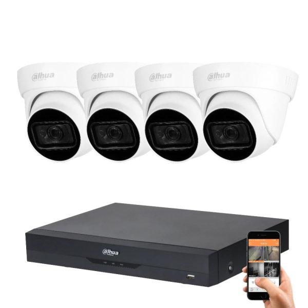 Dahua 4 dome kamerás 8MP 4K kamera rendszer szett 30 méter éjjellátással