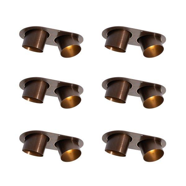 6 darabos süllyesztett spotlámpa szett sötét bronz GU10 70mm dönthető
2-lámpás - Installa