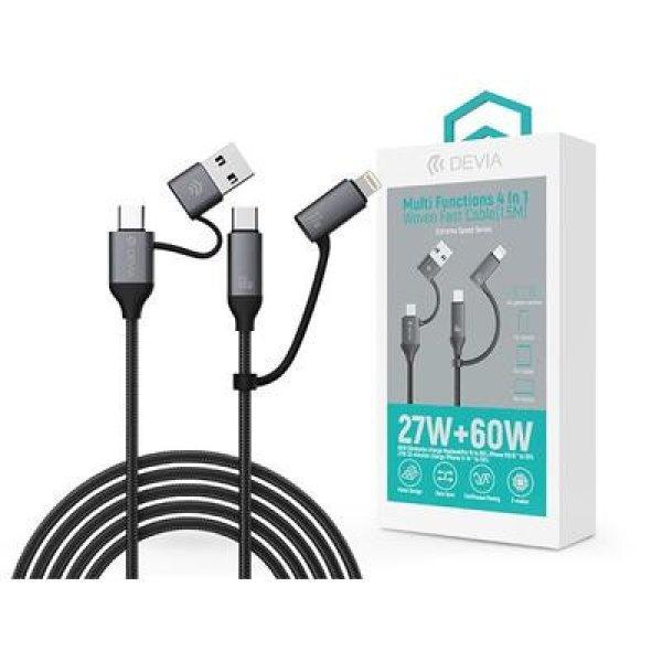 Devia Extreme Speed Series Multi Functions 4in1 USB-A/Type-C/Lightning adat- és
töltőkábel - fekete