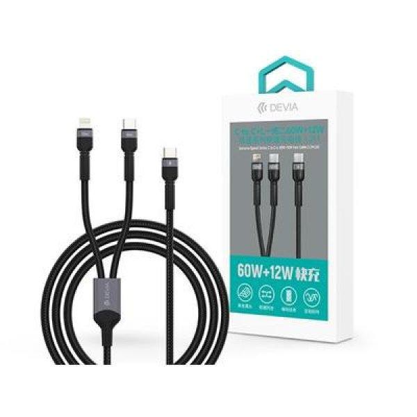 Devia Extreme Speed Series 60W+12W Type-C/Type-C + Lightning adat- és
töltőkábel1.2m - fekete