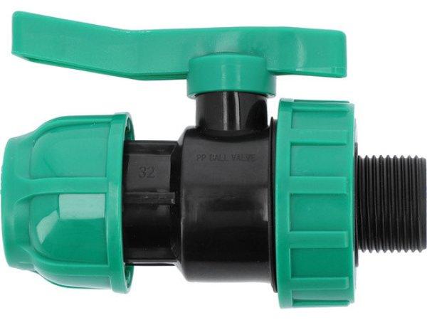 Golyóscsap külső menetes 32mm x 1" PP