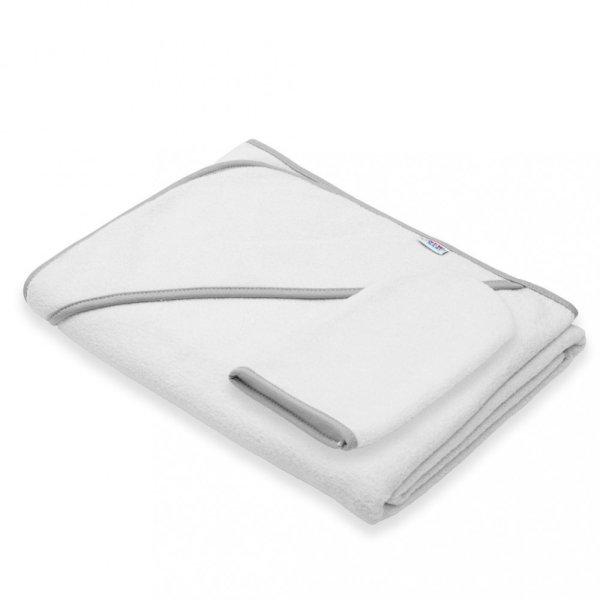 Gyermek frottír törölköző és kapucnival New Baby BASIC 100x100
fehér-szürke