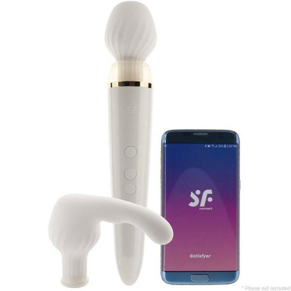Satisfyer Double Wand-er - okos, akkus masszírozó vibrátor (fehér)