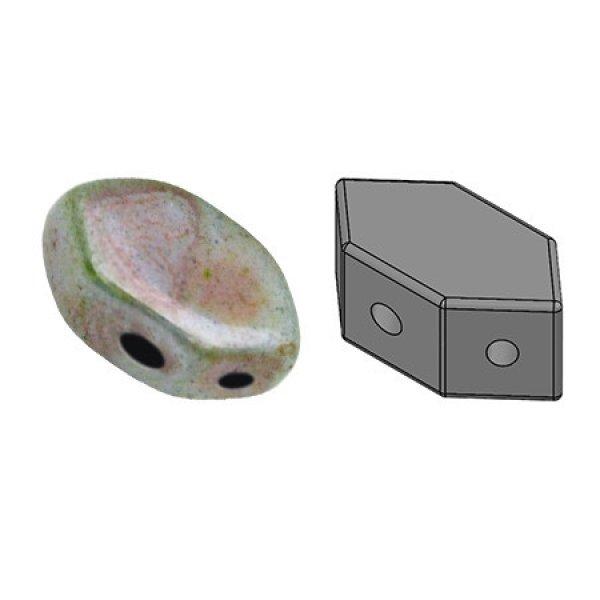 Paros® par Puca®gyöngy - Opaque Blue Green Ceramic Look -7x4mm