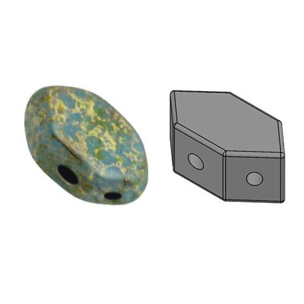 Paros® par Puca®gyöngy - Opaque Green Turquoise Bronze - 7x4mm
