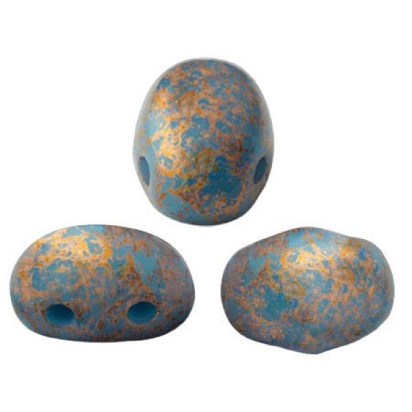 Samos® par Puca®gyöngy - Opaque Turquoise Blue Bronze - 5x7 mm