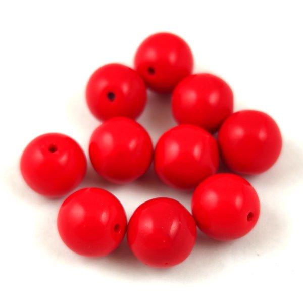 Cseh préselt golyó gyöngy - Opaque Red - 8mm