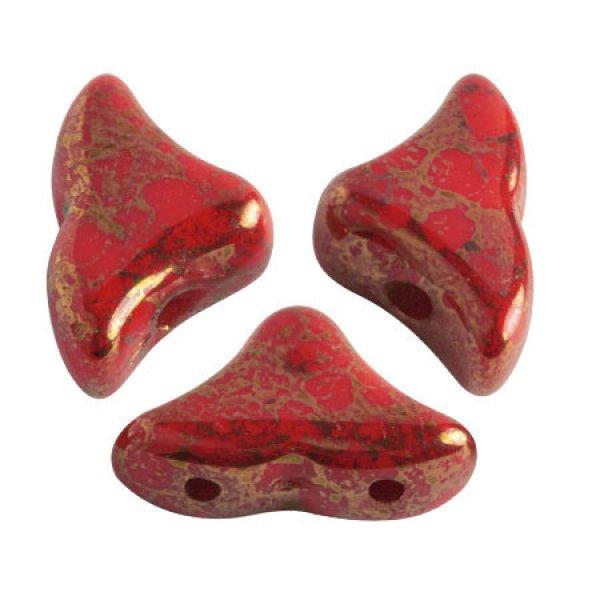 Hélios® par Puca®gyöngy - Opaque Coral Red Bronze - 6x10 mm
