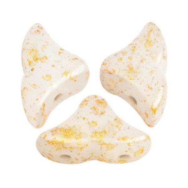 Hélios® par Puca®gyöngy - Opaque White Splash - 6x10 mm