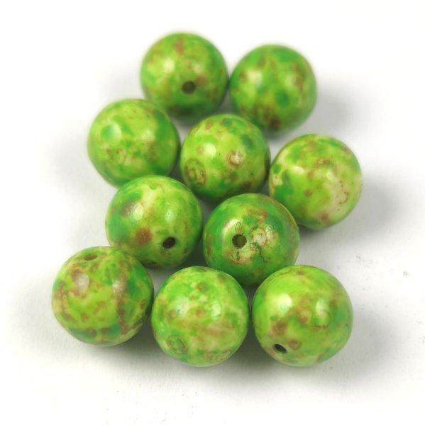 Cseh préselt golyó gyöngy - Alabaster Travertine Jade Spotted - 8mm