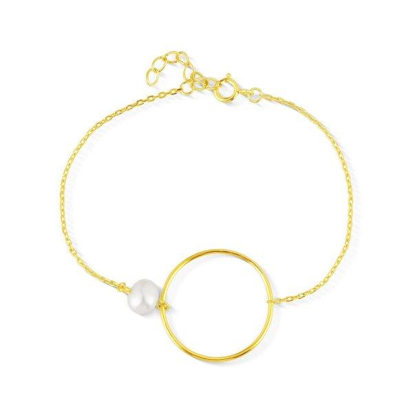 JwL Luxury Pearls Minimalista aranyozott karkötő igazgyönggyel JL0858