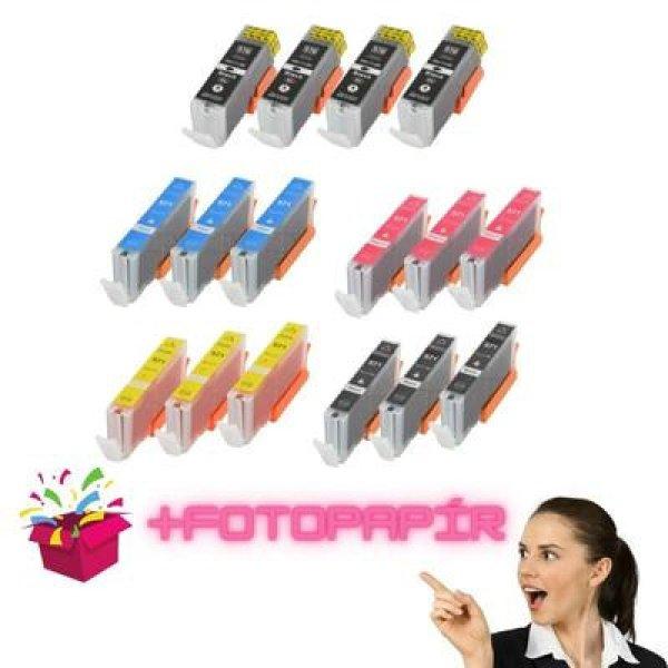 ►16+1db-os PAKK, Canon -hoz 16db ™ PGI-570XL / CLI-571XL CHIPES
utángyártott tintapatron (~10865 oldal) + 1 csomag 100 lapos FOTÓPAPÍR