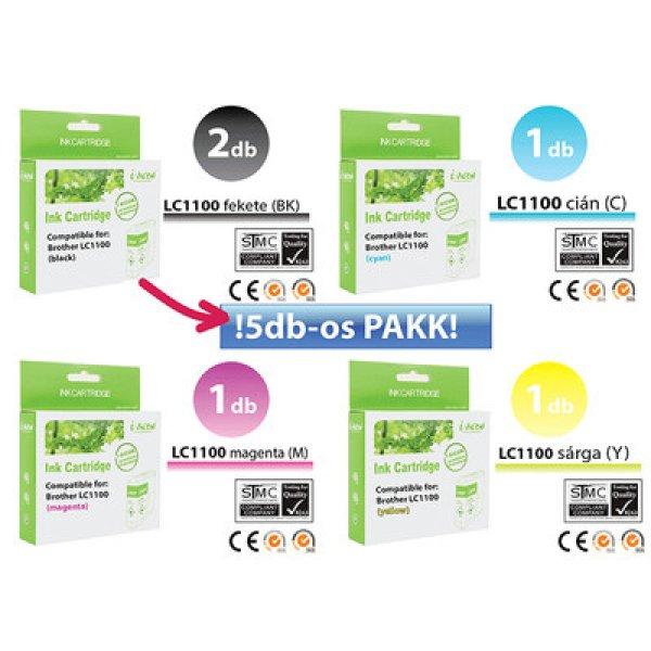 Brother -höz 5db-os LC980/LC1100 ►5db-os◄ utángyártott tintapatron PAKK