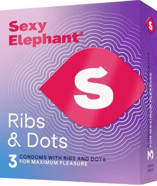 Sexy Elephant - Bordázott Dots óvszerek (3 db)