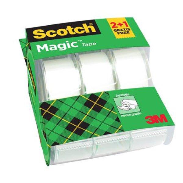 Ragasztószalag, adagolón, kézi, 19 mm x 7,5 m, 3M SCOTCH "Magic Tape
810",2+1