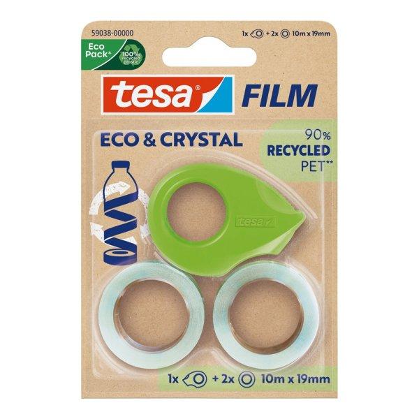 Ragasztószalag 19mmx10m irodai újrahasznosított 2 db víztiszta
szalag+adagoló Tesa Eco & Crystal