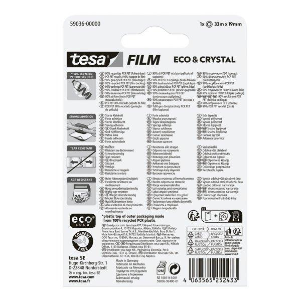 Ragasztószalag 19mmx33m irodai átlátszó újrahasznosított Tesa Eco &
Crystal