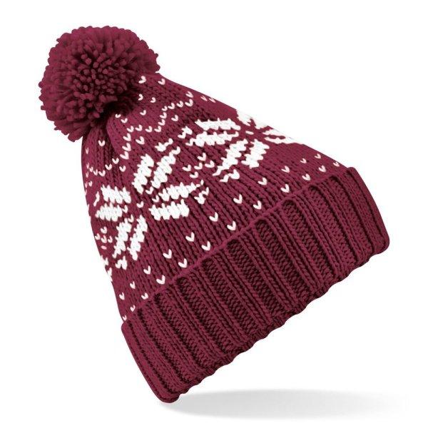 Beechfield Téli sapka norvég mintával Fair Isle Snowstar - Borvörös /
fehér