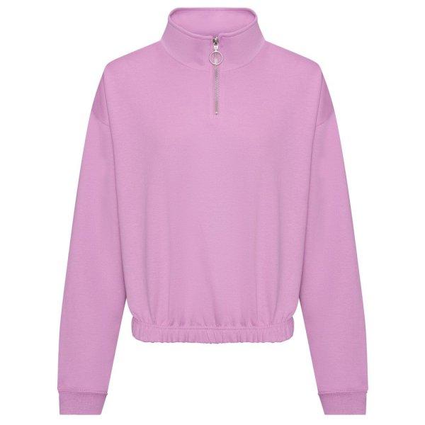 Just Hoods Női crop top pulóver rövid cipzárral - Levendulaszín | M