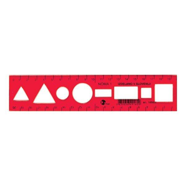 Sablon vonalzó OPTIMA piros 20cm